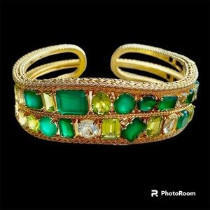 Judith Ripka Sterling silver cuff bracelet with gold wash